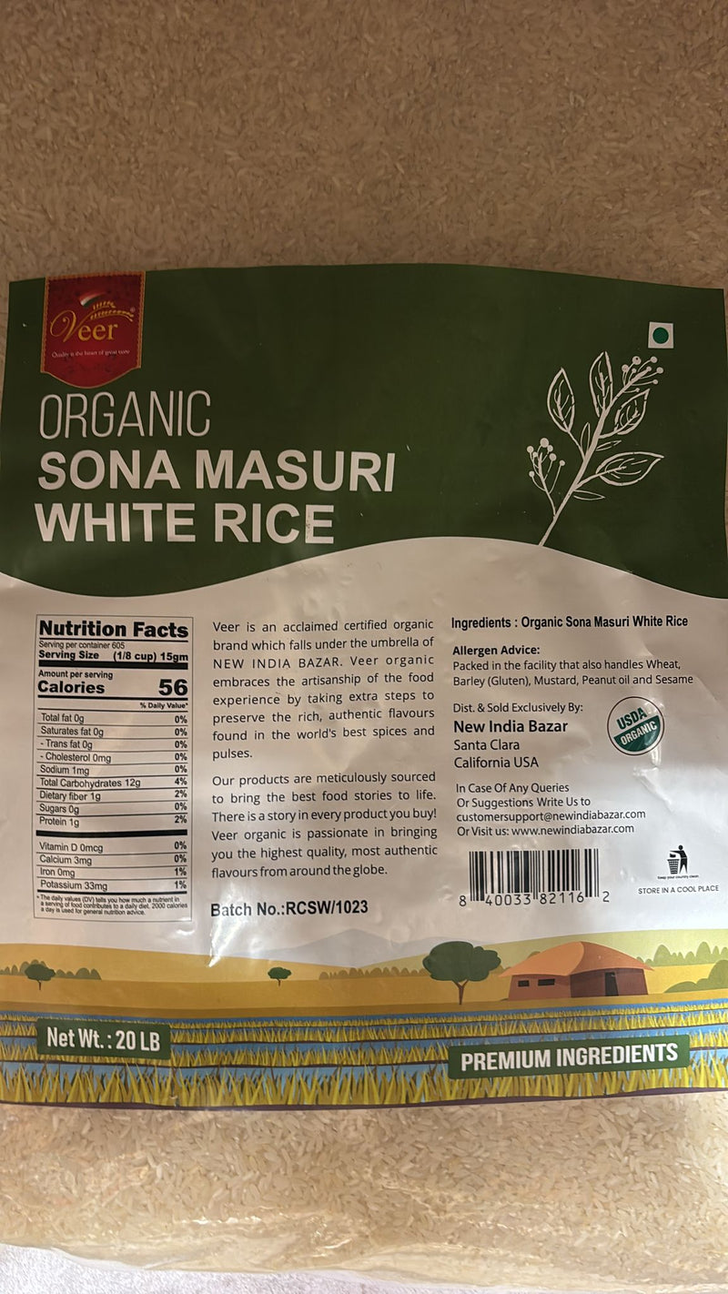 Veer Organic Sona Masoori Rice 20LB